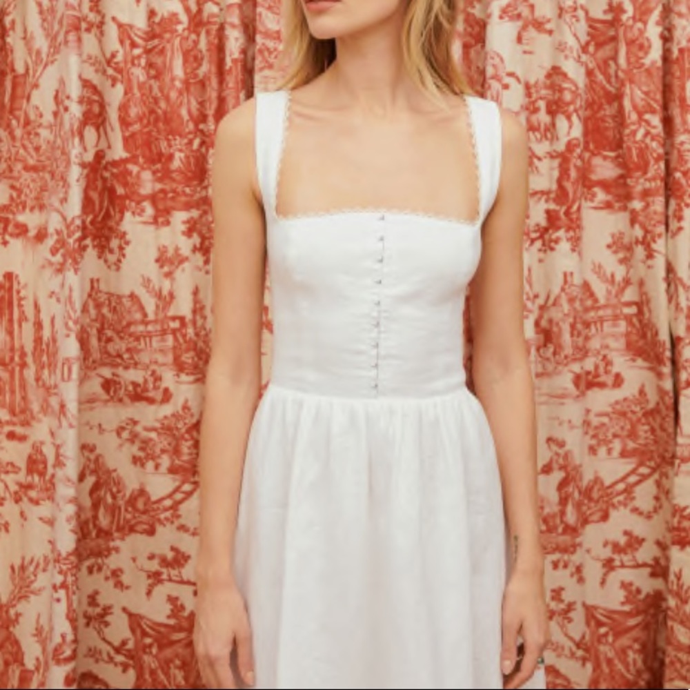 Reformation Tagliatelle Linen Dress White - Picture 4 of 7